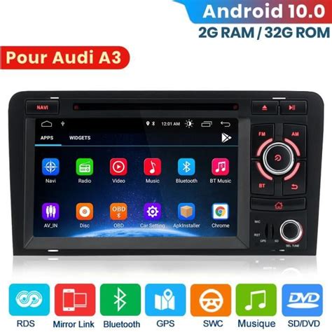 AWESAFE Autoradio Pour Audi A3 8P S3 RS3 Sportback Android 10 2Go 32Go