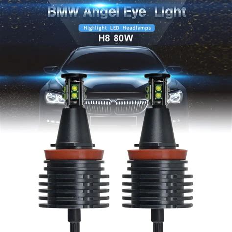 Pair W H Angel Eyes Car Led Halo Ring Marker Bulbs Light V K