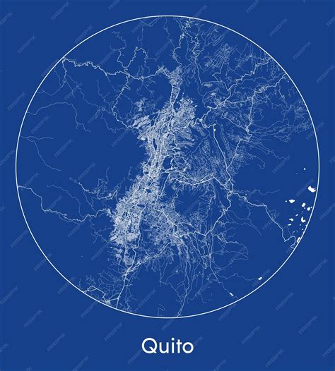Premium Vector | City map quito ecuador south america blue print round