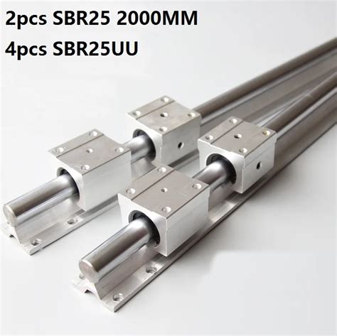 2pcs SBR25 25mm L 2000mm Support Rail Linear Guide 4pcs SBR25UU