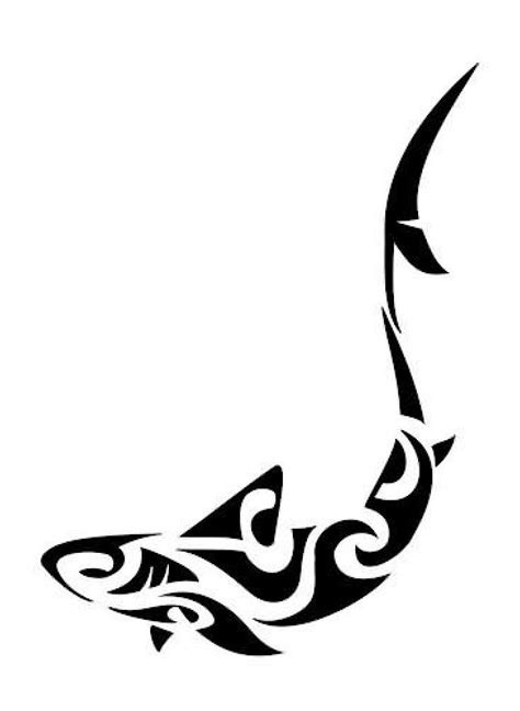 A Black And White Image Of A Shark With An Intricate Design On Its Back