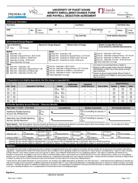 Fillable Online Enrollment Change Form And Payroll DEDUCTION Fax