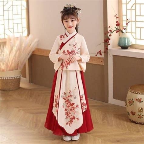 2023 New Chinese Traditional Cheongsam Hanfu Dress Kids Princess