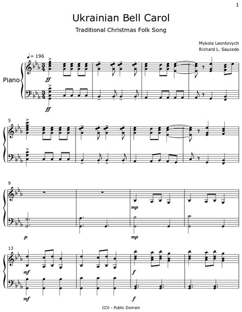 Ukrainian Bell Carol - Sheet music for Piano