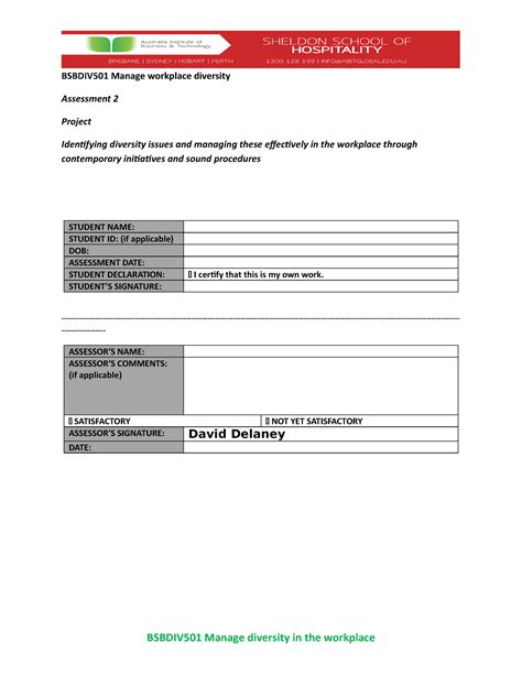 Bsbdiv 501 Assement 2 Observation Bsbdiv501 Manage Workplace Diversity Assessment 2 Project