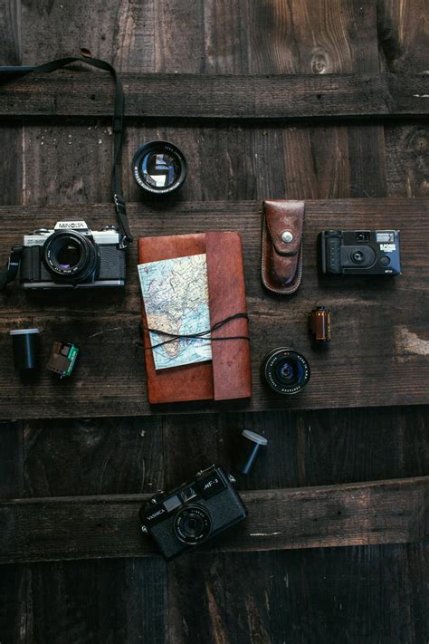 Set of photographer supplies with diary · Free Stock Photo