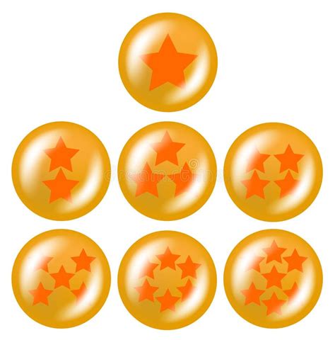 A Set Of Seven Glossy Balls With Stars From One Stock Vector