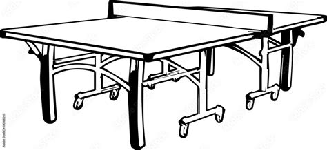 outline sketch drawing of ping pong table, line art vector illustration silhouette of table ...