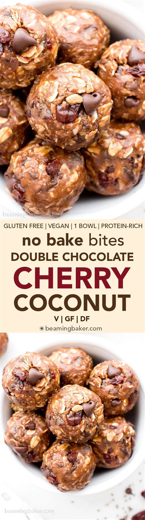 No Bake Double Chocolate Cherry Coconut Energy Bites V Gf A One