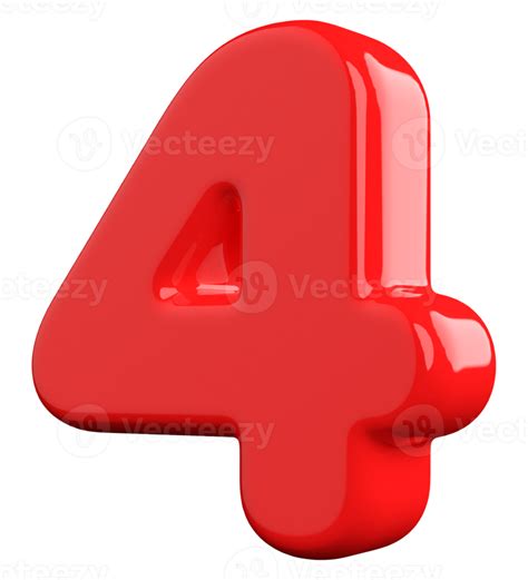 3d Number 4 Red 11297724 Png