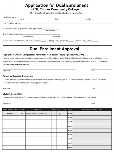 Fillable Online Enr Dual Enrollment Form Fax Email Print