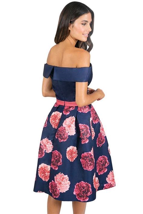 Hualong Blue Top Off The Shoulder Floral Dress Online Store For Women Sexy Dresses