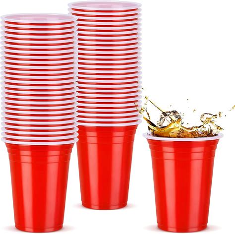 Nuzeky Pack Of Red Party Cups Set Reusable Plastic Cups Drink Cups