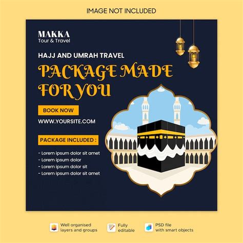 Premium PSD Hajj Umrah Travel Social Media Post Template