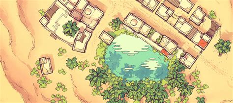 A Desert Oasis Town Map – A Desert Village by 2-Minute Tabletop