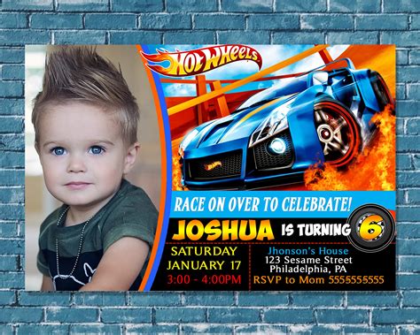 Birthday Invitation For Kid Hot Wheels Birthday Party Etsy