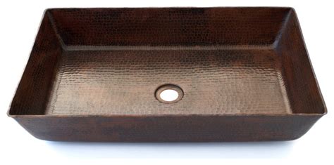 Rectangular Vessel Bathroom Copper Sink Very Thick Gauge 14 Traditional Bathroom Sinks By