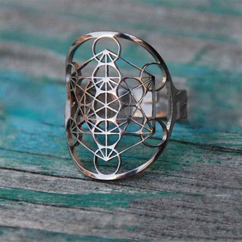 Bague réglable cube de métatron acier argent Esoterique Paris