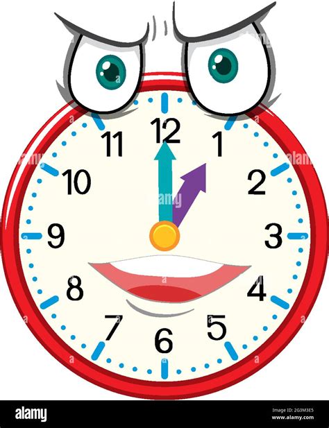 Clock Cartoon Character With Facial Expression Illustration Stock