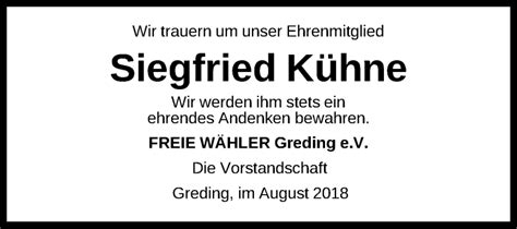 Traueranzeigen von Siegfried Kühne trauer nn de