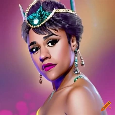 Ariana Debose As A Star Themed Superhero In A Tiara On Craiyon