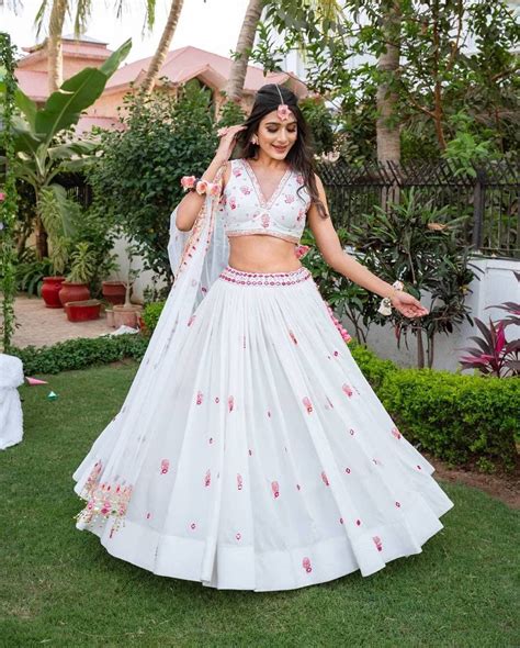 Classic White Lehenga Choli With Dupatta Indian Designer Etsy