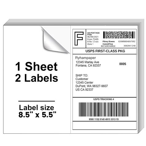 Ryhampaper Half Sheet Labels X White Self Adhesive Shipping