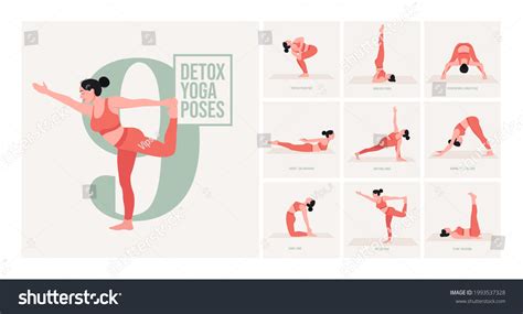 Detox Yoga Poses Young Woman Practicing Stock Vector (Royalty Free) 1993537328 | Shutterstock