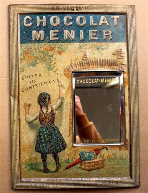 CHOCOLAT MENIER ANCIENNE tole lithographiée avec miroir 1920 Firmin