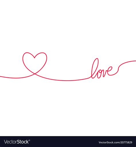 Heart And Love In Continuous Drawing Lines Vector Image