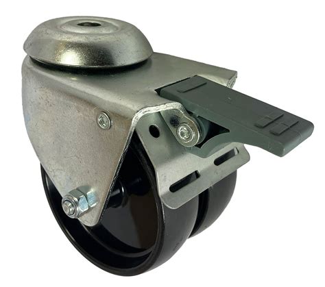 Mm Swivel Brake Castor Kg Capacity Nylon Wheel Plain Bore