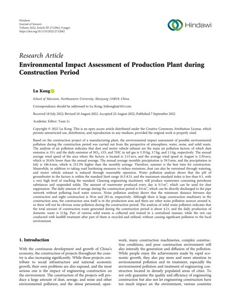 Pdf Environmental Impact Assessment Of Production Plant During