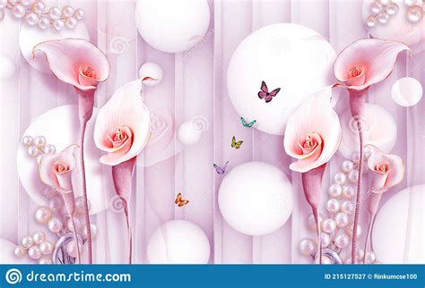 Pink Flowers with 3d Background Stock Illustration - Illustration of ...