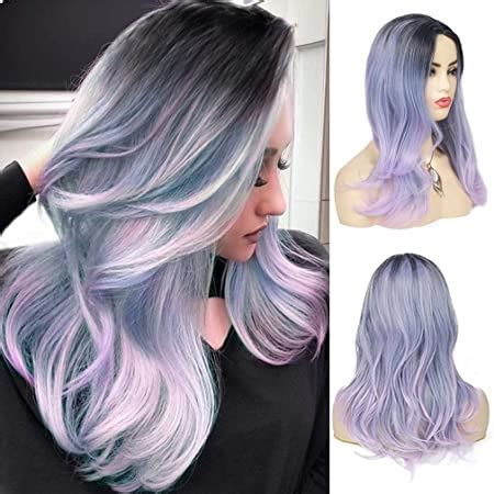 Amazon Sallcks Ombre Blue Wig Long Wavy Wig For Women Side Part