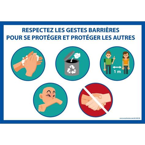 Panneau Respectez Les Gestes Barrière 5 Images A4 Pvc Retif