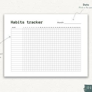 31 Day Habit Tracker Habits Printable Habits Tracker Printable Habit