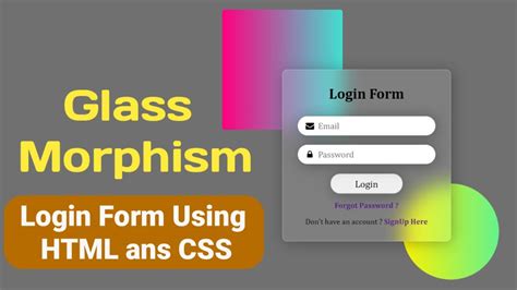 Glassmorphism Login Form Using Html And Css Login Page Design Glass