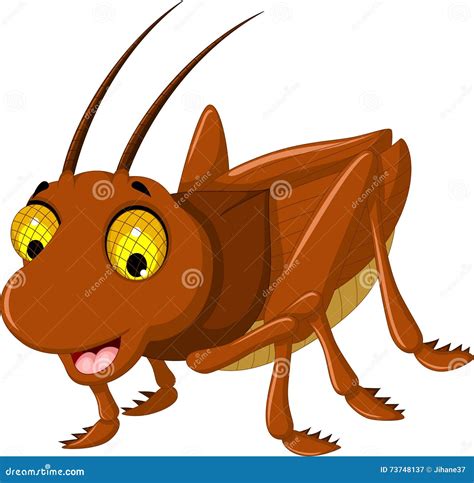 Cute Brown Grasshopper Cartoon Stock Illustration Illustration Of Humorous Grasshopper 73748137