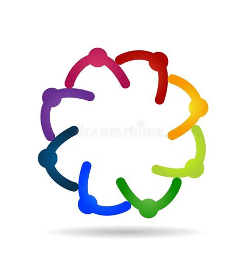 Teamwork Colorful People Working Together Logo Stock Illustrations