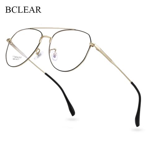 Bclear Fashion Brand Design Literary Retro Eyeglass Frames Men Women Titanium Double Bridge