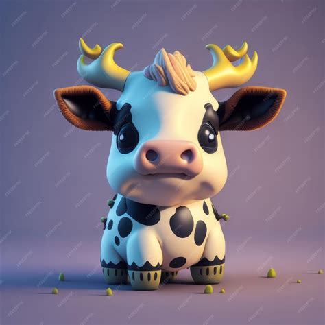 Premium AI Image | cute tiny 3d hyper realistic animated cow