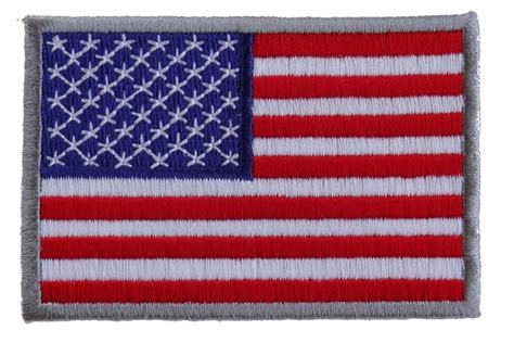 American Flag Patch Silver Border Embroidered Patches By Ivamis Patches