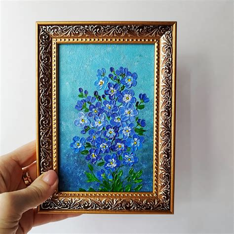 Forget Me Nots Acrylic Canvas Board 6 4 R Botanicalillustration