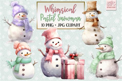 Christmas Whimsical Pastel Snowman Graphic by kisscdesign · Creative ...