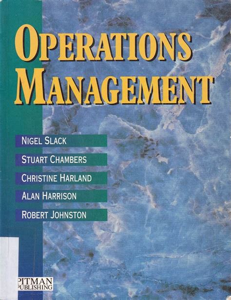 Operations Management Alan Harrison Robert Johnston Nigel Slack Etc