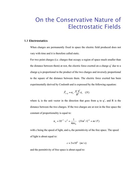 On The Conservative Nature Of Electrostatic Fields