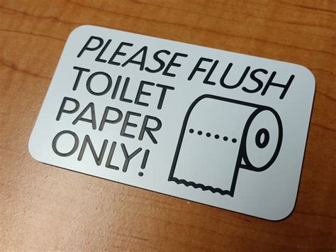 Please Flush Toilet Paper Only Engraved X Restroom Sign Etsy