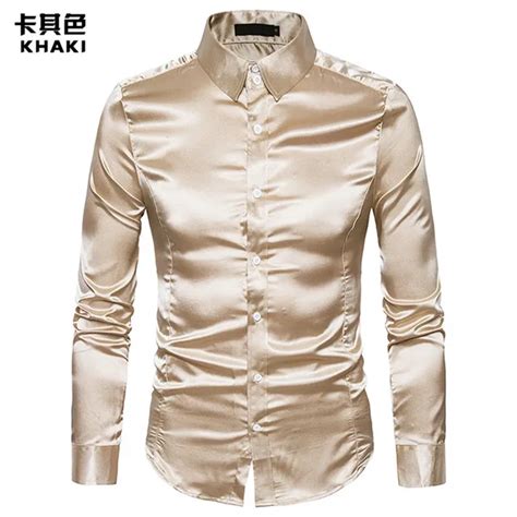 Aliexpress Buy Black Silk Shirt Men 2018 Brand New Slim Fit Long