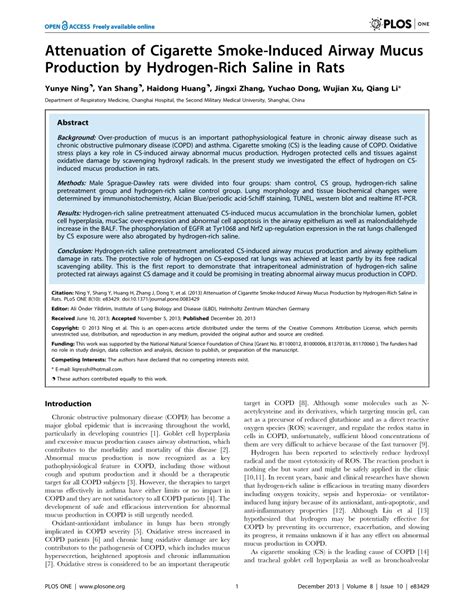 PDF Attenuation Of Cigarette Smoke Induced Airway Mucus Production By