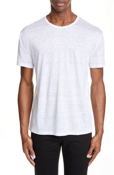 John Varvatos Slim Fit Linen Crewneck T Shirt In White For Men Lyst